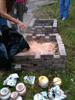 Loading with sawdust.